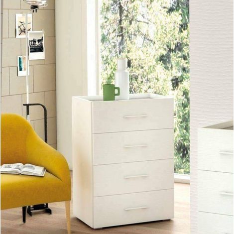 Dmora - Cajones Dmagli, Cajonera con 4 cajones para dormitorio, Mueble multiusos para oficina o estudio, 60x41h87 cm, Blanco (1/5)