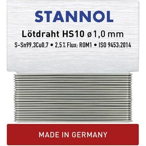 Stannol HS10 Étain à souder sans plomb sans plomb Sn99,3Cu0,7 ROM1 6 g 1 mm Q714452 (1/3)