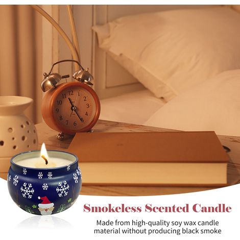 Lot de 4 bougies de Noël sans fumée avec coffret cadeau, parfum rose, lavande, orange et vanille. Bougies parfumées mignonnes pour la décoration de fêtes, mariages et spas. (1/2)