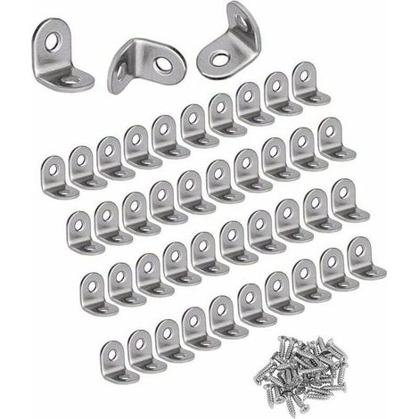 Equerres Metalliques,30PCS Equerre de Fixation Petits Equerre Angle Support Angle Droit en Acier Inoxydable Support d'Angle à 90 Degrés, 20 x 20 x 16mm,pour Bois,Meubles,Placard， (1/4)