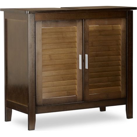 Pratico mobile sottolavabo per bagno 60 x 67 x 30 cm in bambù marrone scuro 130003509