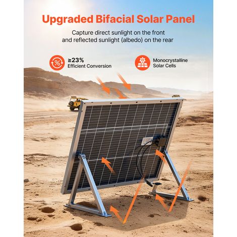 Panneau Solaire Monocristallin 100 W x 2 Panneau Photovoltaïque Bifacial pour Hors Réseau Toit Plat Voiture Bateau Camping-car, Hau… (1/5)