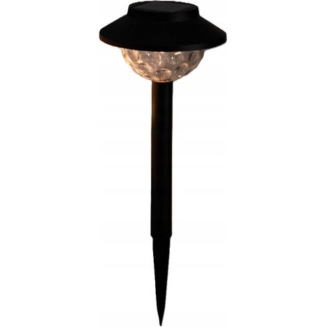 Lámpara solar de jardín, decorada, integrada, LED, blanco cálido, negra, 35 cm, 1 unidad.