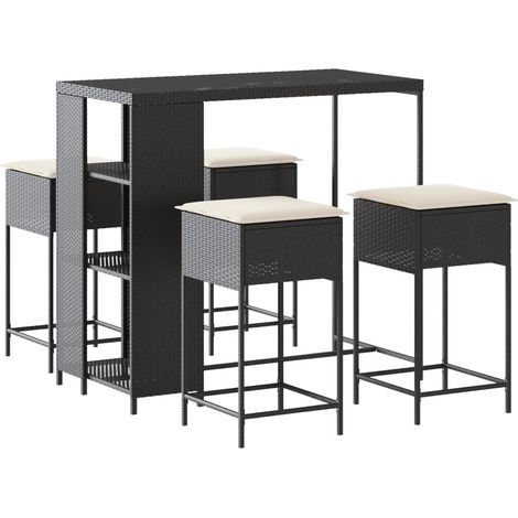 Maison Exclusive - 5-tlg. Gartenbar-Set mit Kissen Schwarz Poly R