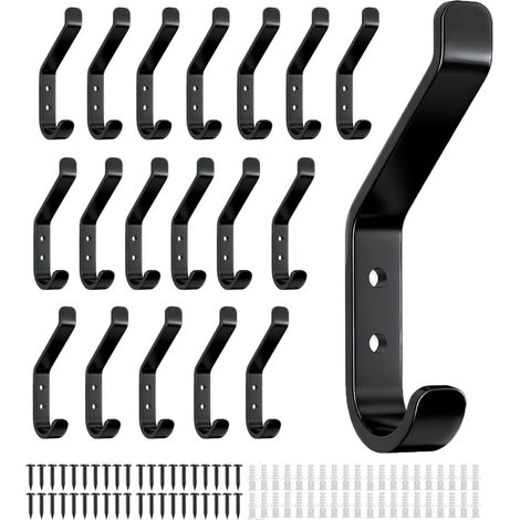 Gancho Para Ropa - Metalico - 10 Cm - Montaje Con Tornillos - Alta Capacidad De Carga - Para Entrada Baño Y Armario - Juego De 20 Unidades (1/5)