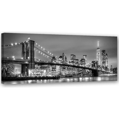 Quadro su tela, New York Ponte di Brooklyn Panorama - 120x40 (1/5)