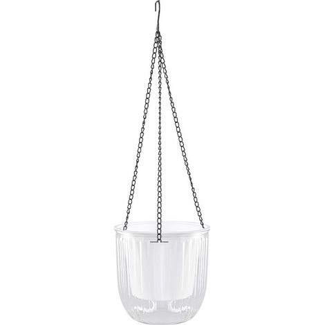Lot de 2 pots suspendus en résine résistante aux intempéries, diamètre 17 cm, design moderne et transparent pour jardin ou balcon (1/5)
