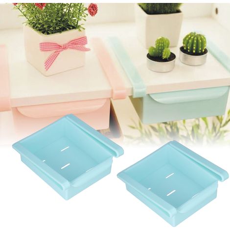 Organisateur de réfrigérateur (lot de 2) : 5 aérations, ventilation et drainage, poignée intégrée, étagère de rangement. (1/5)