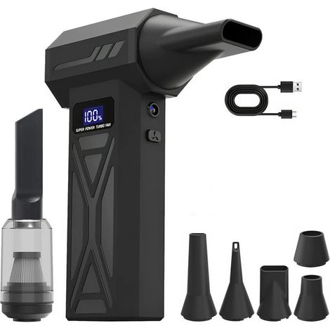 Druckluftgebläse, LED-Taschenlampe, 150.000 U/min, 4 Geschwindigkeitsstufen, Display, für Tastaturen/Autos (1/5)