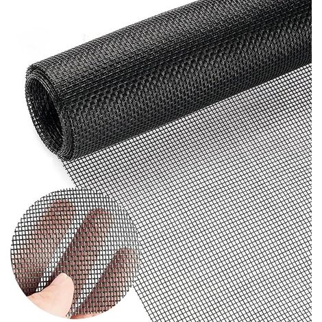 Mosquiteras para ventanas, 120 x 250 cm, ajustables, enrollables, de fibra de vidrio, para ventanas y puertas, a prueba de insectos (negras). (1/5)