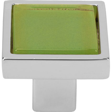 Single Hole Drawer Pull Kitchen Knobs Cabinet Wardrobe Handle (SquarE shape) Chrome Green (1/5)