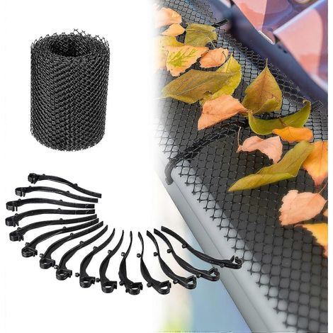 Grille de gouttière, 6 m de long, en plastique, protection contre les feuilles mortes, 16 cm de large, pratique, 1 élément (1/4)