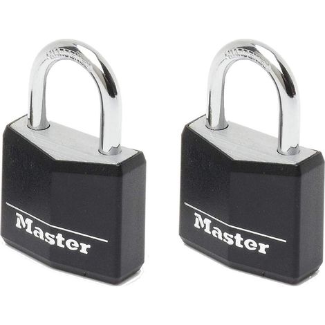 Master Lock 9130EURTBLK Aluminium Black Vinyl Cover 30mm Padlock 4-Pin - Keyed Alike x 2 MLK9130TBLK (1/4)