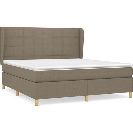 Maison Exclusive - Sommier à lattes de lit avec matelas Taupe 160x200 cm Tissu (1/5)