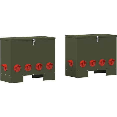 Mangeoire pour poules 2 pcs Vert olive 60,5 x 29 x 51 cm