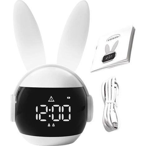 Horloge du matin, lumière d'alarme oreilles de lapin, réveil (1/5)