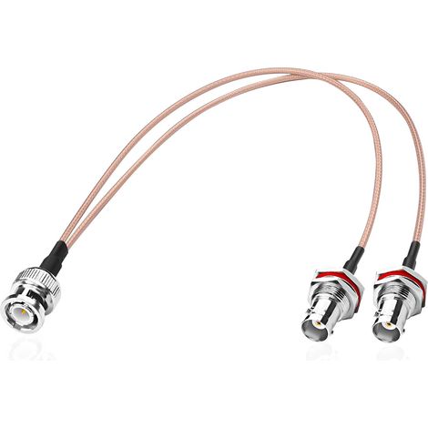 RG316 Câble coaxial BNC mâle vers double femelle 50 ohms Y Splitter connecteur coaxial Rallonge pour caméras, appareils vidéo, système de vidéosurveillance (34 cm) (1/5)