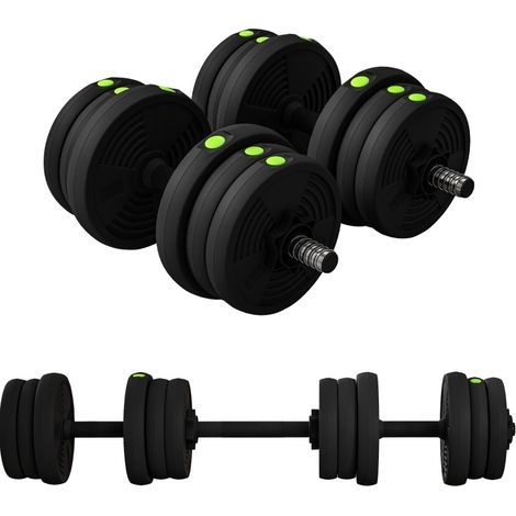 CHICFURN Set de mancuernas 2 en 1 de 20 kg 49x32x21 cm negro y verde antideslizante (1/5)