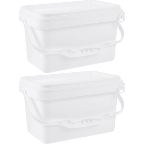 Seau de Peinture Blanc 2l en PP Portable et Polyvalent avec Poignée, Lot de 2 Pièces pour Rangement et Application de Peinture (1/5)