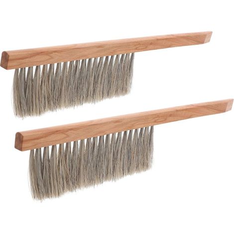 2 Pièces Brosse d'abiculture douce outil de ruche de la brosse à apiculture pinceau d'abeille Pinceau apiculteur professionnel poignée en bois Soft Brush pinceaux d'abeilles Beige (1/5)
