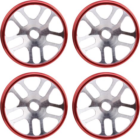 Ensemble de 4 moyeux de roue en alliage d'aluminium pour voitures télécommandées WLtoys K969 à l'échelle 1/28 (rouge) (1/5)