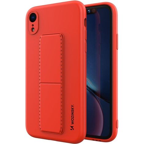 cofi1453® Kickstand Hülle Bumper aufstellbar kompatibel mit Iphone 11 Pro Silikon Hard Case Schale Zubehör Tasche Schutz mit integriertem Magneten Rot
