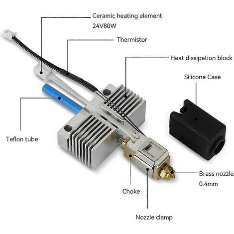 24V 80W Keramik-Hotend-Kit mit Kühlkörper-Silikonhülle, kompatibel mit Elegoo Neptune 4 Plus/Neptune
