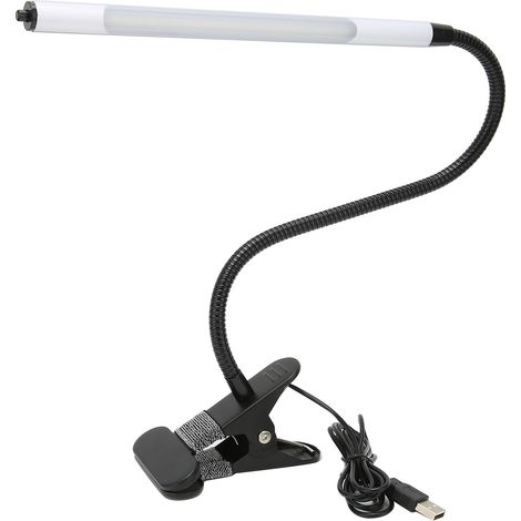 Lampe de bureau LED USB rechargeable à pince, lumière ajustable noire pour tatouage, manucure et maquillage (1/5)