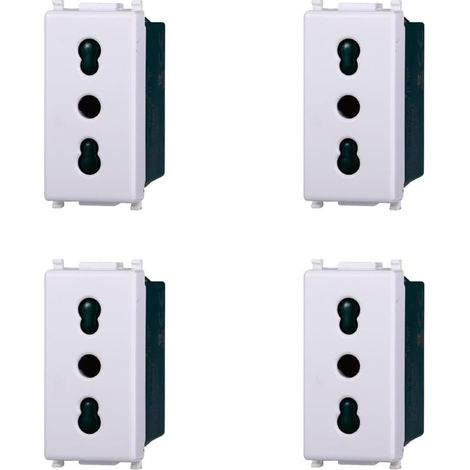 Elektronova Prise bipasso 2P+T 10/16A 250V Blanc compatible Vimar Plana Kit 4 pièces 2001 (1/5)