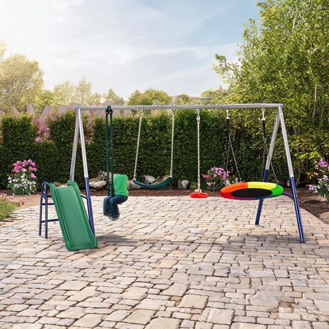 Portique de balançoire en acier HDPE 382 x 196 x 203 cm (1/5)