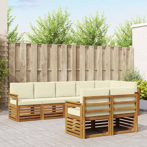 vidaXL Sofagarnituren 8 pcs Natur und Creme Massivholz Akazie (1/5)