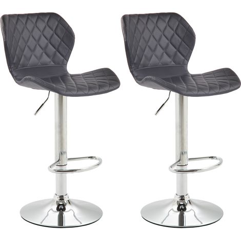 Set De 2 Taburetes Cork En Simil Cuero Negro Cromado