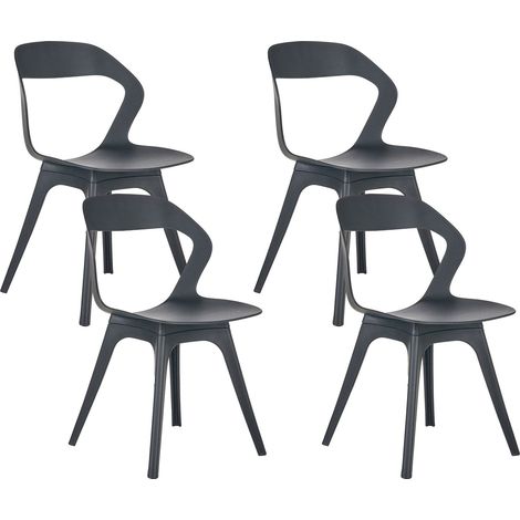 Set moderno di 4 sedie da giardino leggere e resistenti alle intemperie, colore nero pastello Lachania