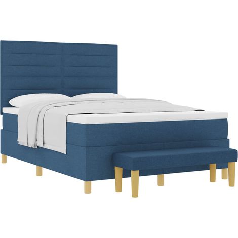 Maison Exclusive - Lit à ressorts avec tête de lit Bleu 200 x 160 cm tissu (1/5)