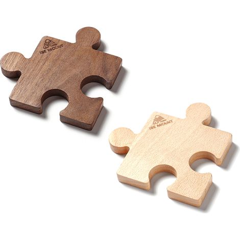 Dessous de verre en bois de hêtre et de noyer pour Camping en plein air, tapis de tasse isolant thermique en forme de puzzle, porte-thé en bois (1/5)