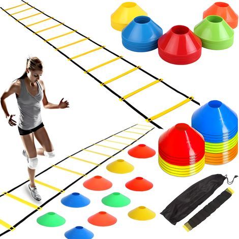 KIT D'ENTRAÎNEMENT DE FOOTBALL ÉCHELLE DE COORDINATION 6 M + CÔNES