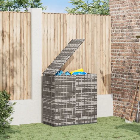 vidaXL Gartenkissenbox aus grauem geflochtenem Harz 100x49x103,5 cm (1/2)