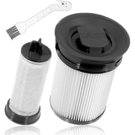 Deux filtres HEPA de rechange compatibles avec l'aspirateur balai sans sac Miele Triflex HX1. Accessoires (1/4)