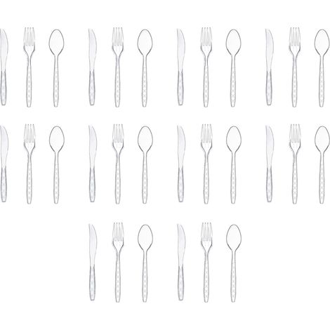 Couverts En Plastique - Fourchettes Cuillères Couteaux Jetables - 300 Pièces Transparentes En Polystyrène - Pour Fêtes Mariages Événements - Lot De 100x100x100