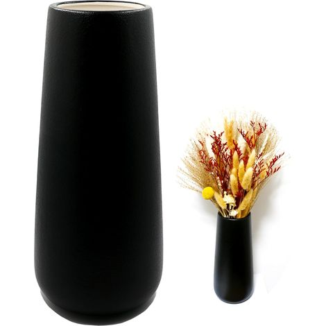 Große, mattschwarze Keramikvase, 27,9 cm, modern, für Pampa, Schlafzimmer oder Büro
