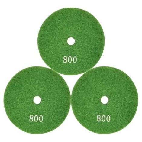 Tampons de polissage diamantés humides, 7 étapes, 4 pouces, pour comptoirs en béton, marbre, quartz, granit, grain 50-3000 (3 pièces : grain 800) (1/4)