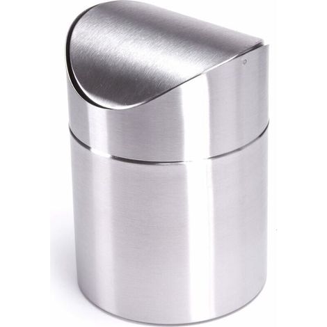 Candyse Tischmülleimer, Küchenmülleimer, Kosmetikmülleimer, Edelstahl-Drehdeckel (1/3)