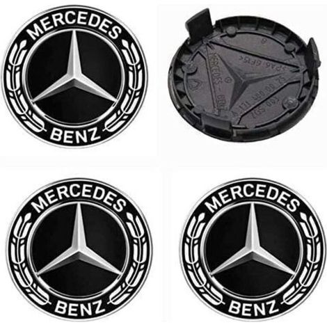4 pièces Cache Moyeux Compatible with Mercedes Benz 75mm Cache de Roue Centrale ABS Accessoires de Voiture,A Type, Ensoleillé (1/4)
