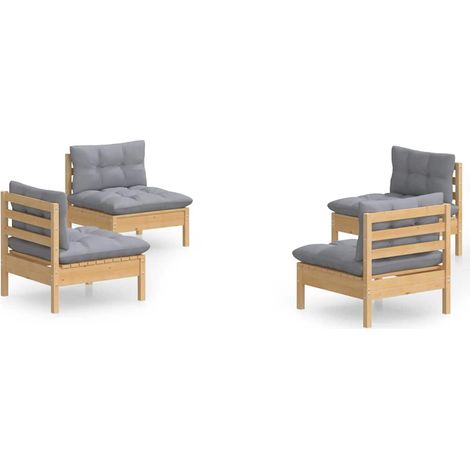 Maison Exclusive - 4-tlg. Garten-Lounge-Set mit Grauen Kissen Kie (1/5)