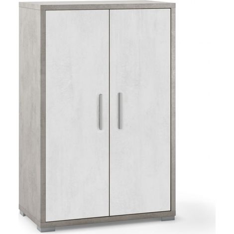 Mehrzweckschrank mit zwei Türen Weißer Zement 71x41x H110 cm