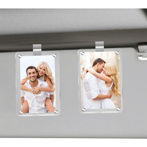 Set di 2 clip per foto da auto - clip magnetica in acrilico personalizzata - accessorio per auto - clip per aletta parasole - cornice portafoto personalizzata per auto - set di 2 pezzi (1/5)
