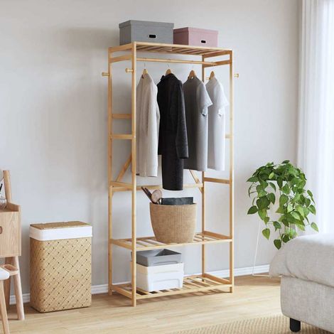 Porte-vêtement avec étagères 80x40x175 cm bambou CFW852419 (1/5)