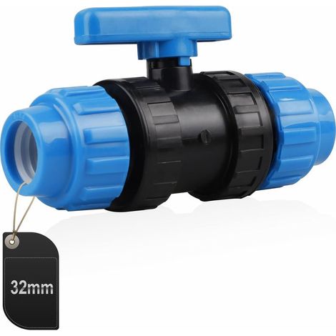 Connecteur en PP pour Tuyau d'eau, Connecteur de Serrage pour Tuyaux en PE, 32mm (Bleu) (1/5)