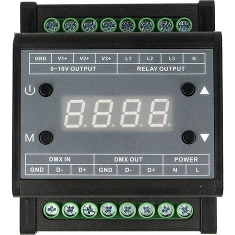 Centralina DMX Led Dimmer Con Segnale 0-10V Convertitore Segnale da DMX512 a 0-10V Attacco Guida DIN (1/3)