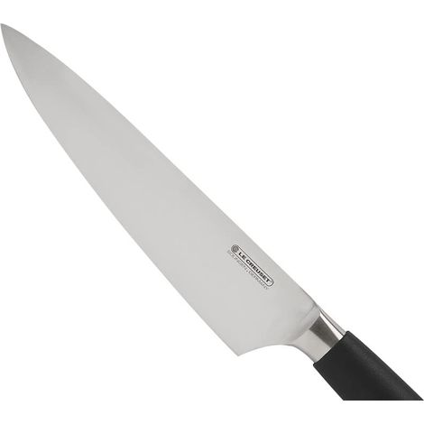 Couteau Chef, Lame Lisse 20 cm en Inox 18/8, Manche en Plastique, Inoxydable, Noir Mat, Argenté (1/3)